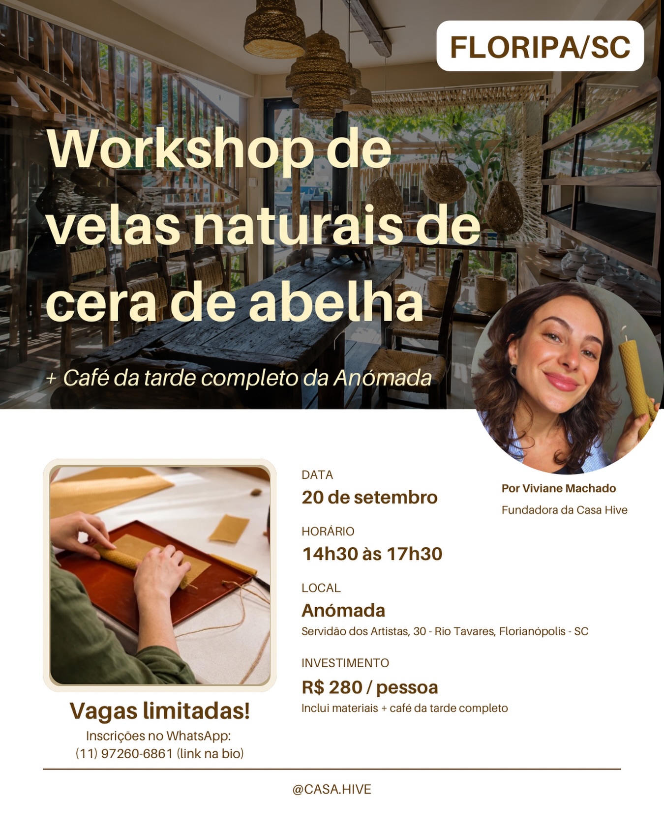 Workshop de velas naturais — cera de abelha